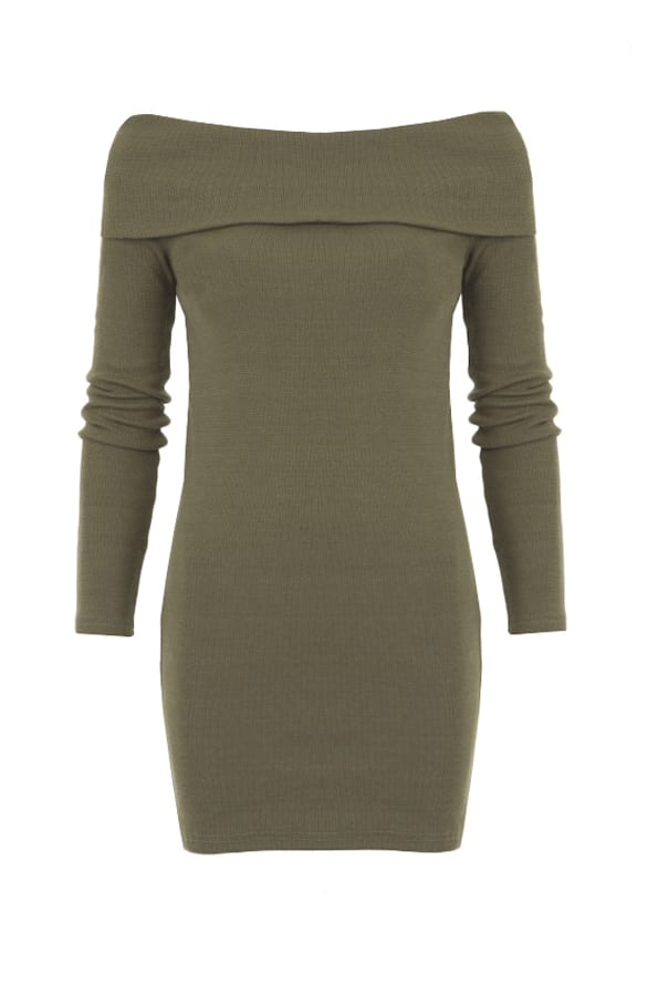 Off Shoulder Sweater Khaki – shoparchief, foto 1