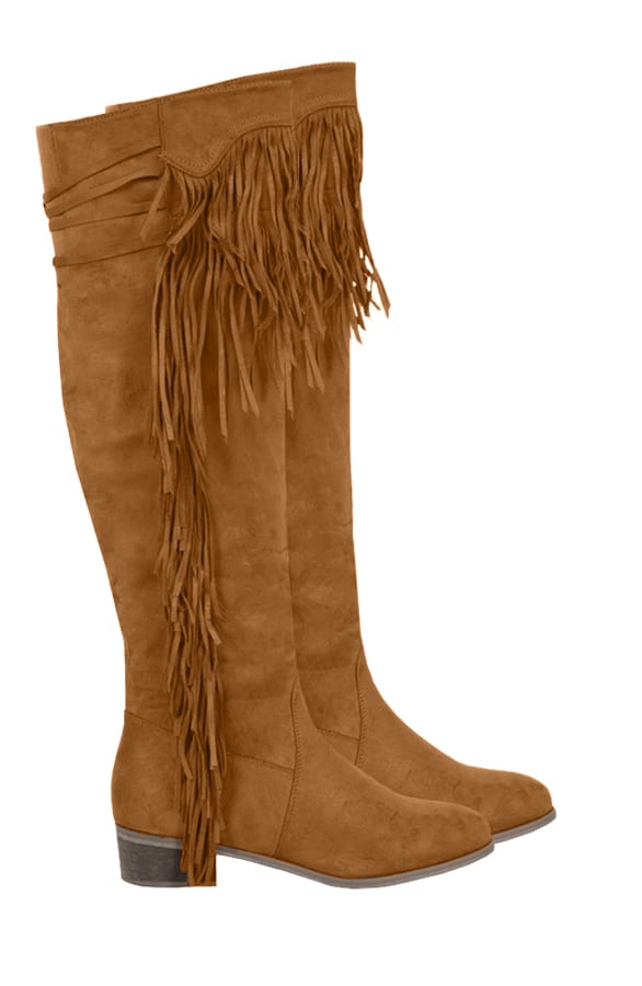 Overknee Fringe Boots Camel – shoparchief, foto 1