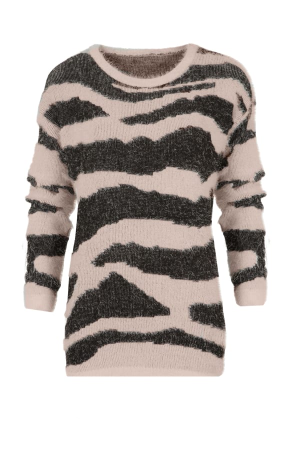 Zebra Sweater Taupe – shoparchief, foto 1