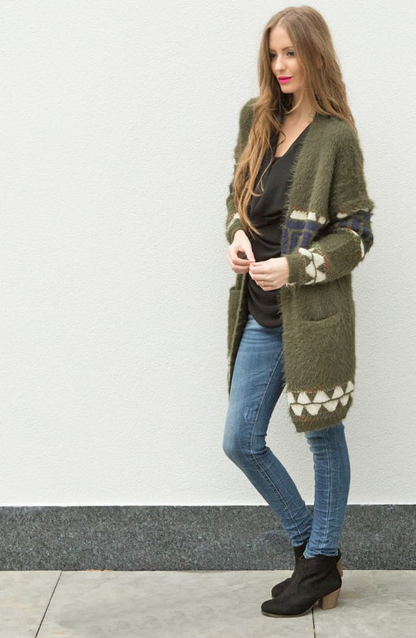 Luxury Aztec Cardigan Army – shoparchief, foto 4