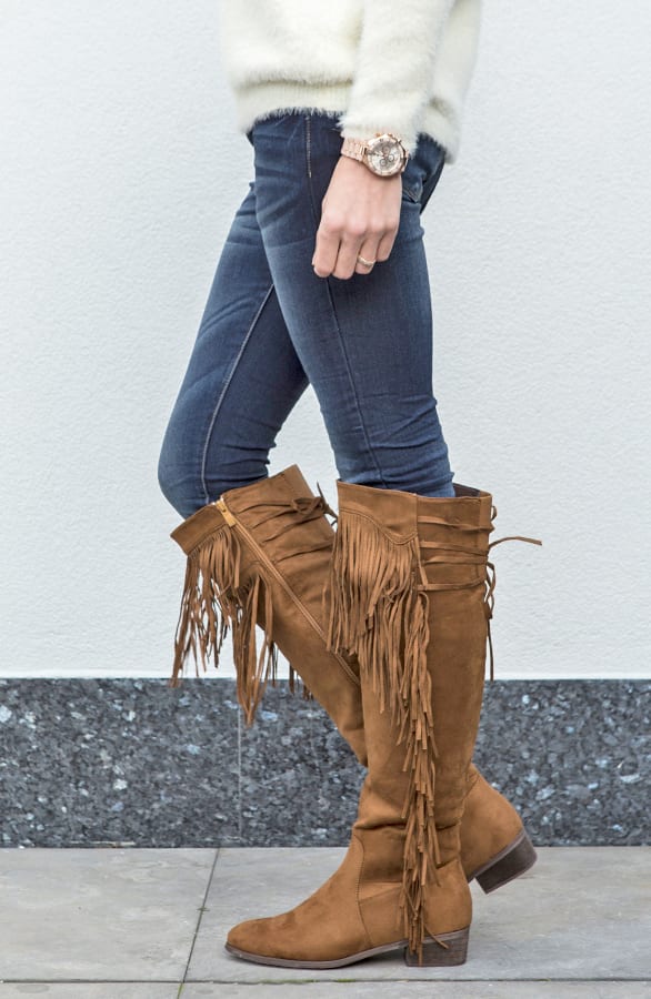 Overknee Fringe Boots Camel – shoparchief, foto 4
