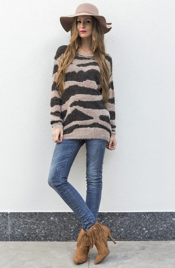 Zebra Sweater Taupe – shoparchief, foto 5