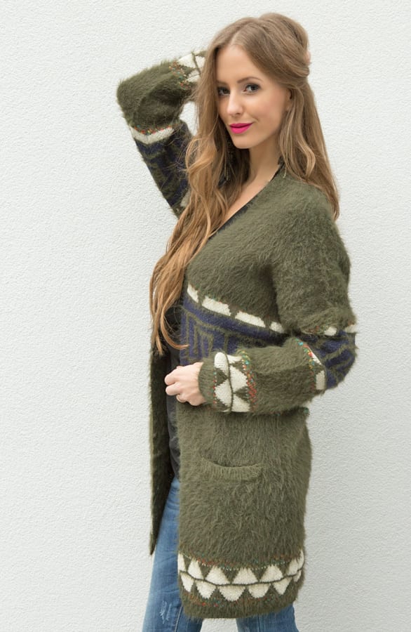 Luxury Aztec Cardigan Army – shoparchief, foto 3