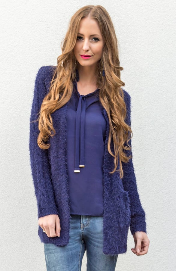 Fluff Me Up Kobalt Cardigan – shoparchief, foto 4