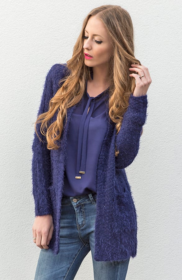 Fluff Me Up Kobalt Cardigan – shoparchief, foto 3