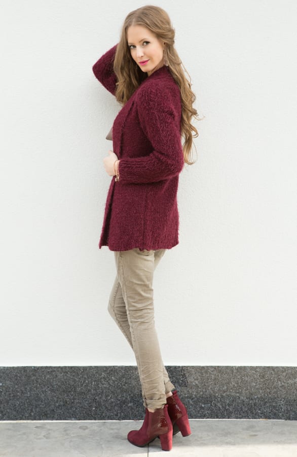 Furry Cardigan Bordeaux – shoparchief, foto 3