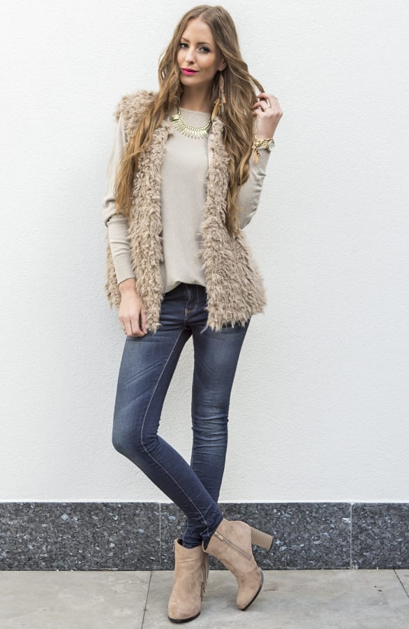 Favorite Fur Gilet Beige – shoparchief, foto 3