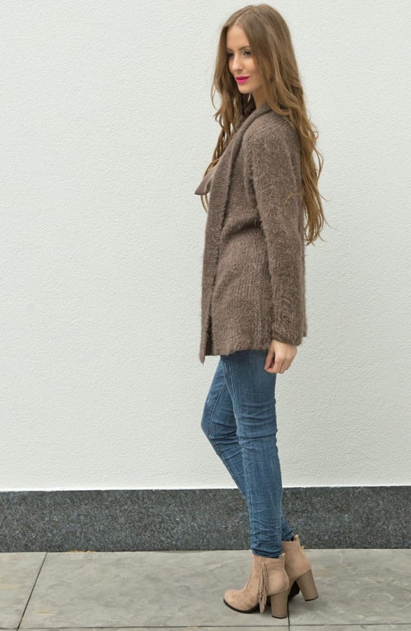 Furry Cardigan Taupe – shoparchief, foto 5