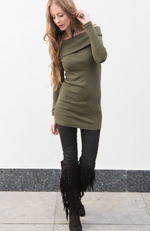 Overknee Fringe Boots Black – shoparchief, foto 3