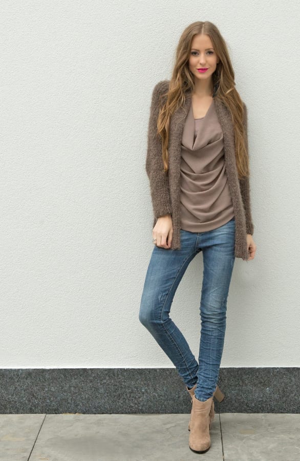 Furry Cardigan Taupe – shoparchief, foto 4