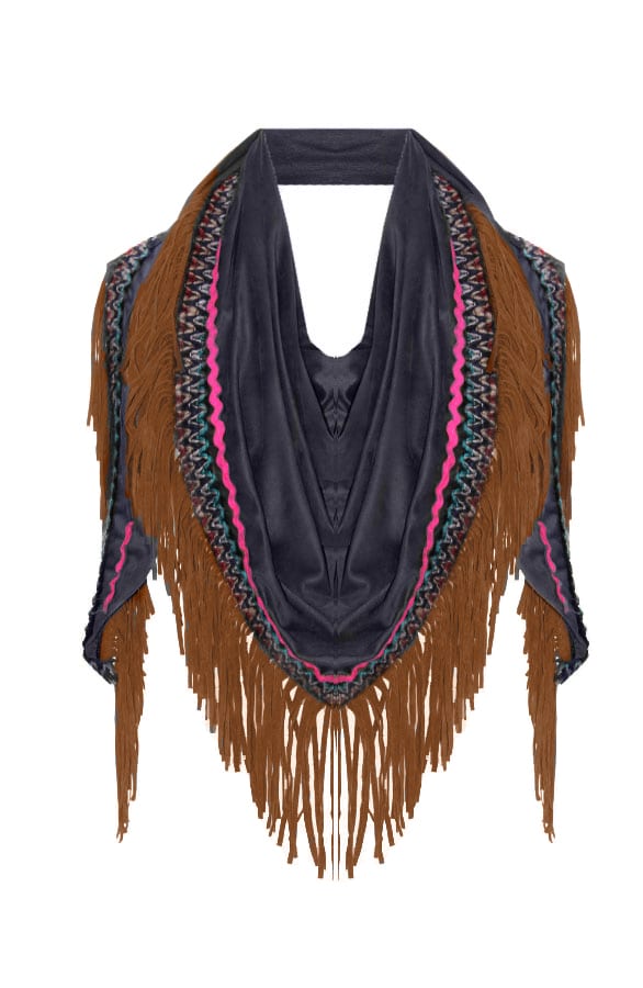 Boho Fringe Sjaal Blue – shoparchief, foto 1