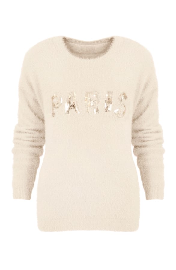 Fluffy Paris Trui Beige – shoparchief, foto 1