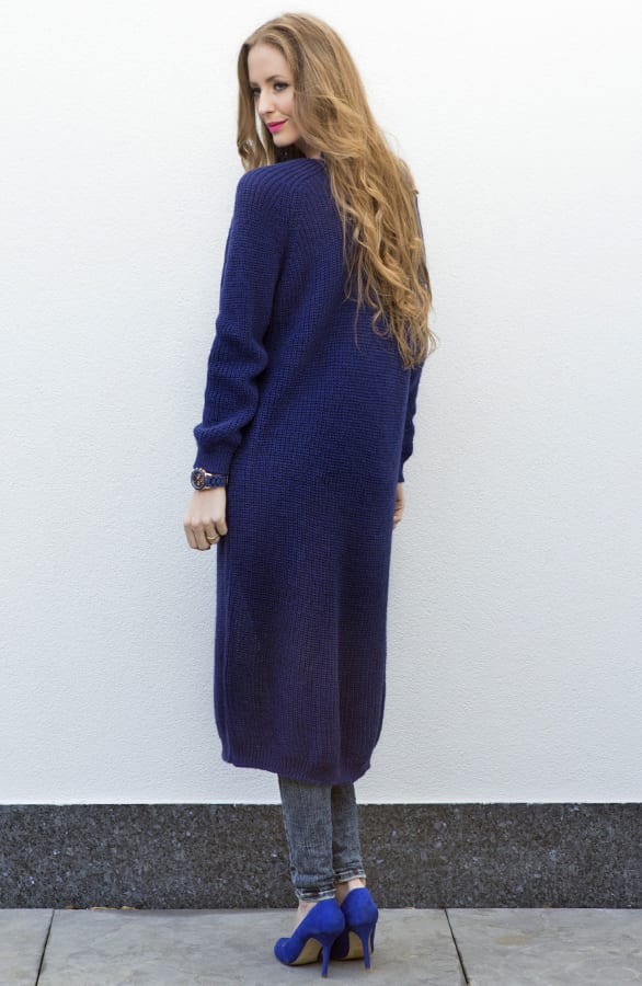 Long Cable Cardigan Blue – shoparchief, foto 5