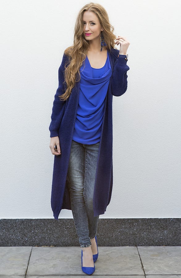 Long Cable Cardigan Blue – shoparchief, foto 6
