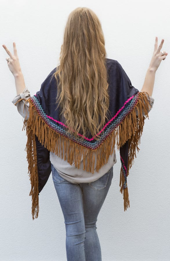 Boho Fringe Sjaal Blue – shoparchief, foto 4