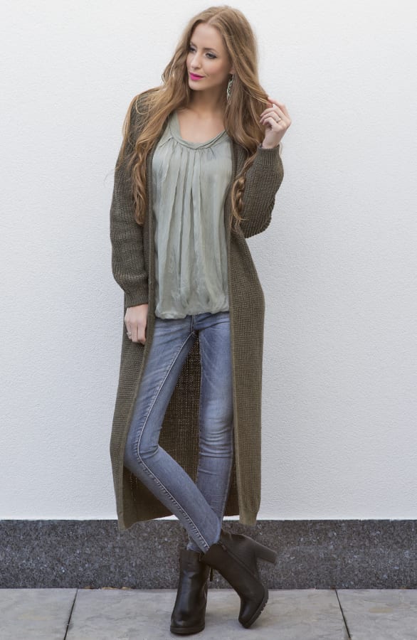 Long Cable Cardigan Green – shoparchief, foto 6