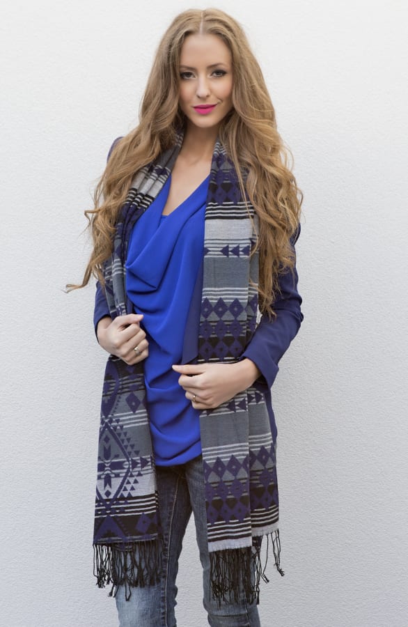 Luxury Aztec Sjaal Blue – shoparchief, foto 5