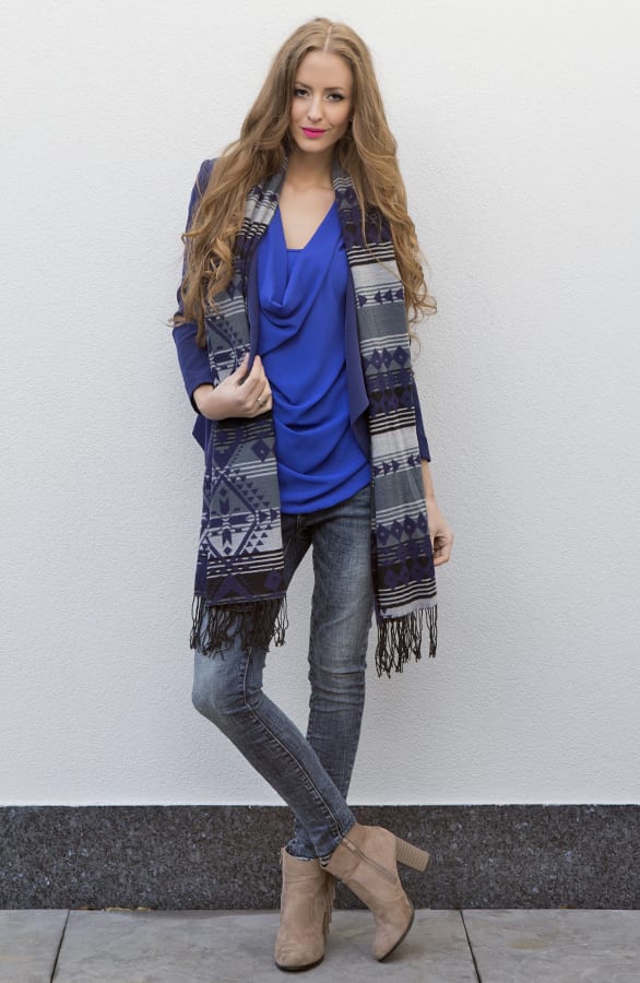 Luxury Aztec Sjaal Blue – shoparchief, foto 3