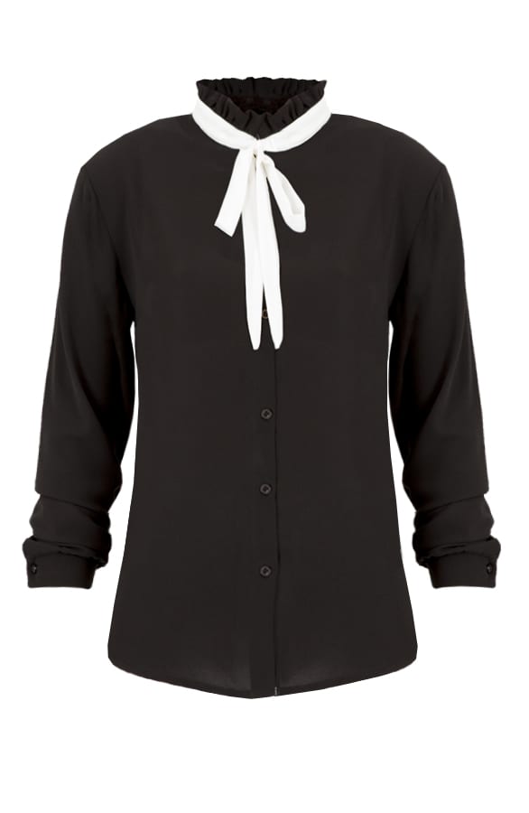 Bow Tie Blouse Black – shoparchief, foto 1
