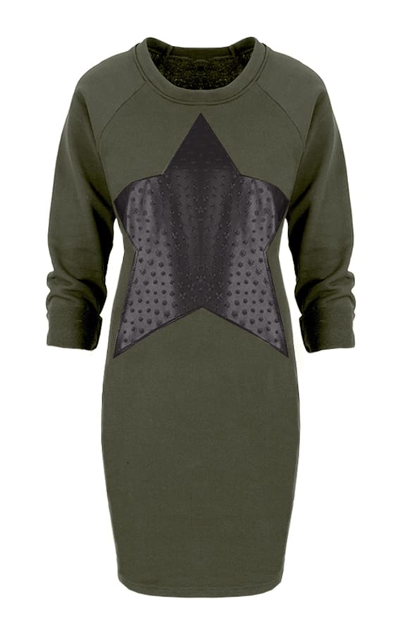 Leather Star Dress Green – shoparchief, foto 1