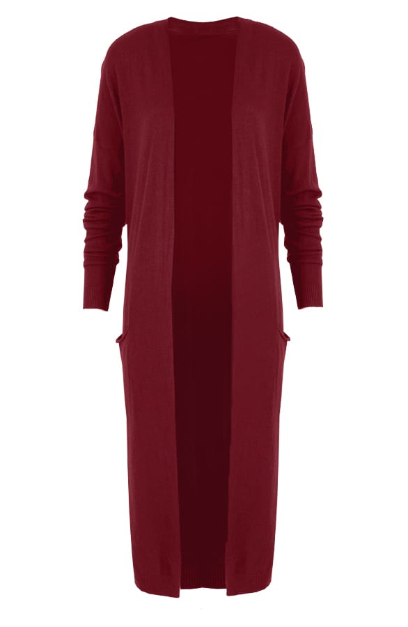 Long Jersey Cardigan Bordeaux – shoparchief, foto 1