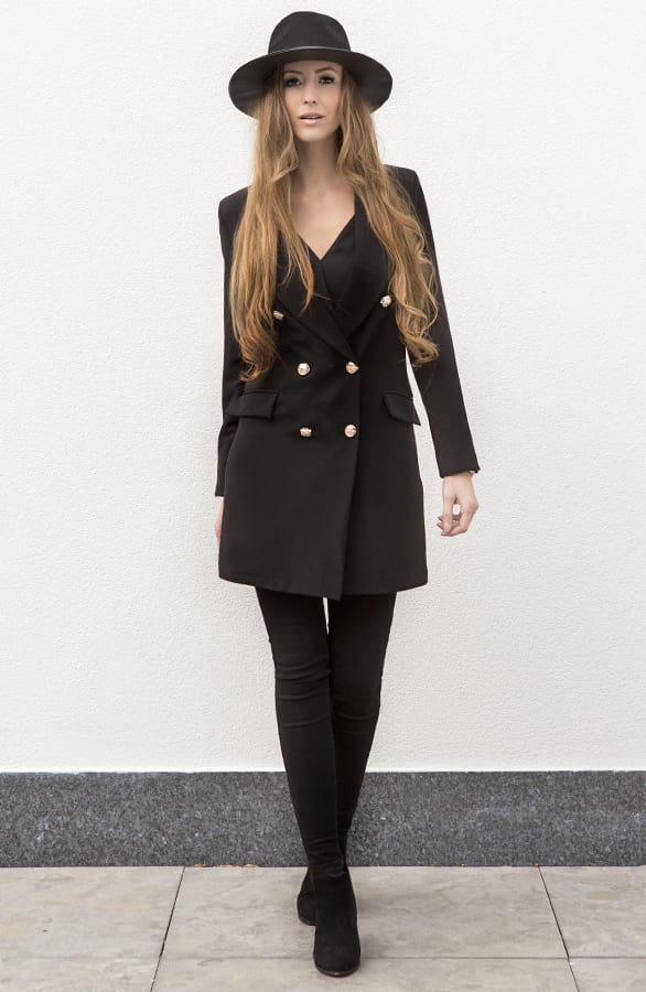 Luxury Button Blazer Black – shoparchief, foto 6