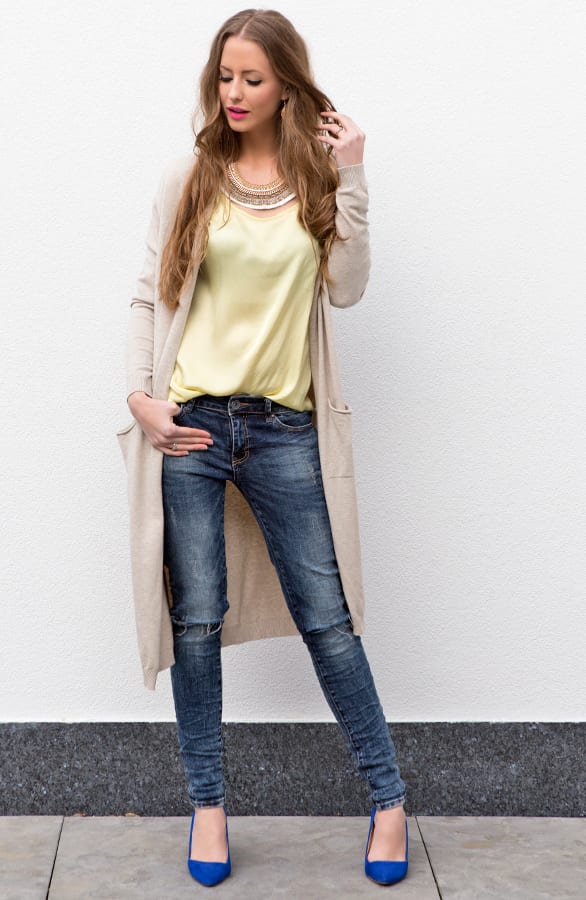 Long Jersey Cardigan Beige – shoparchief, foto 2