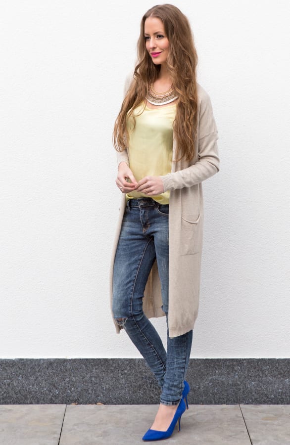 Long Jersey Cardigan Beige – shoparchief, foto 5
