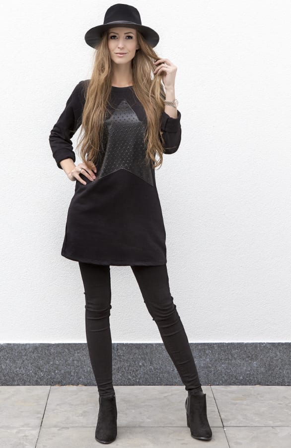 Leather Star Dress Black – shoparchief, foto 5