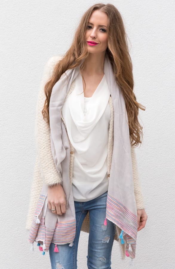 Ibiza Sjaal Tassel Beige – shoparchief, foto 3