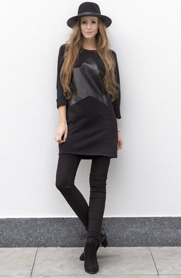 Leather Star Dress Black – shoparchief, foto 2