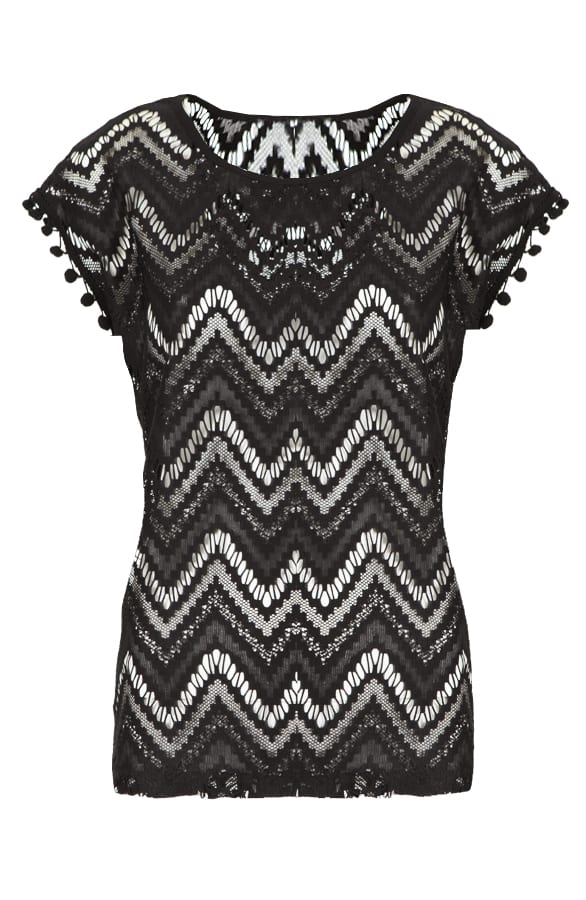 Zigzag Lace Top Black – shoparchief, foto 1