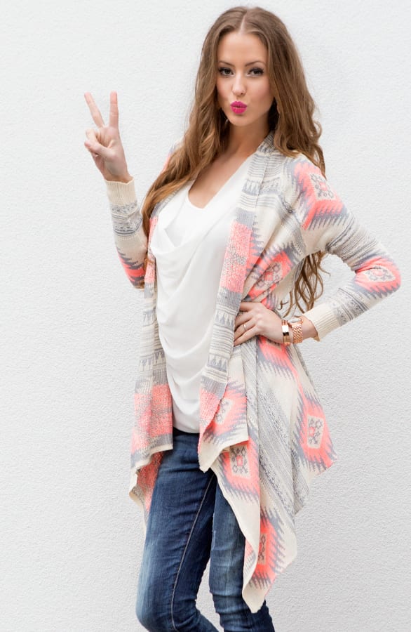 Aztec Pink Neon Cardigan – shoparchief, foto 4