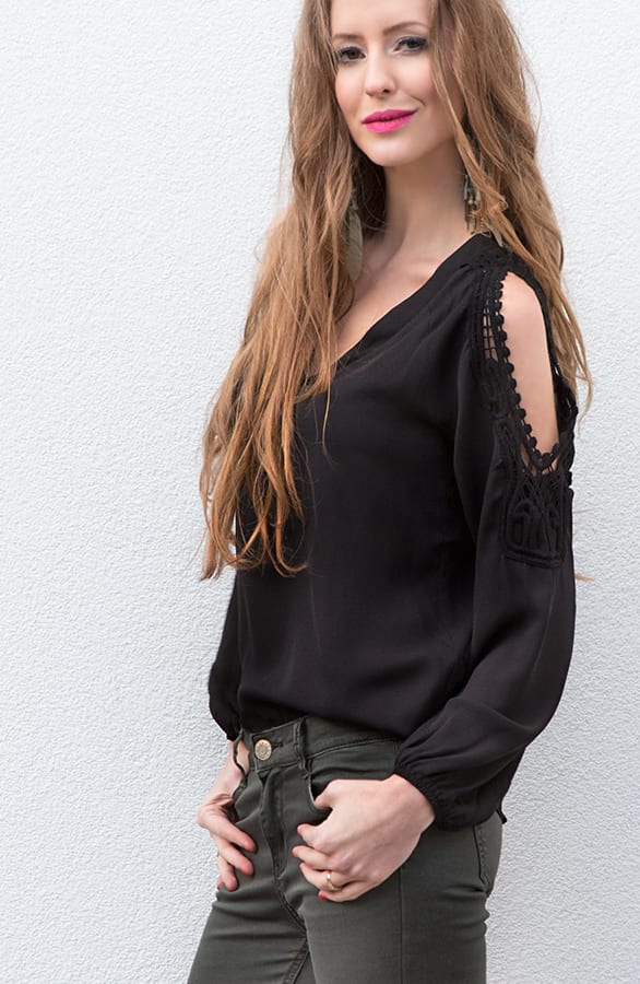 Lace Blouse Black Open – shoparchief, foto 4