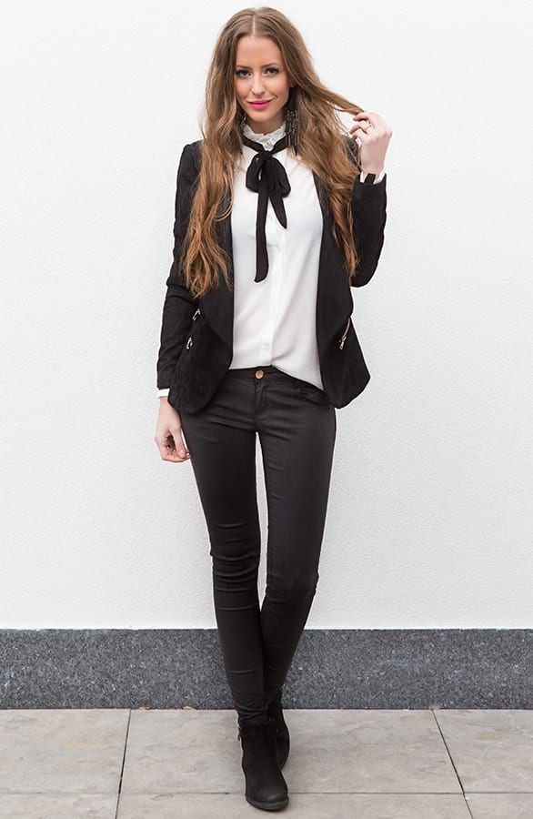 Bow Blouse Black White – shoparchief, foto 2