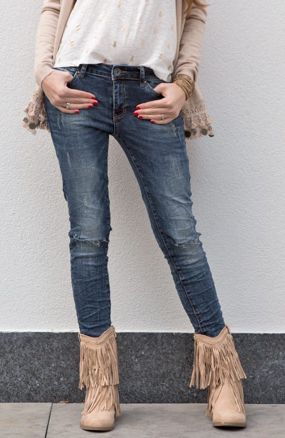 Boho Fringe Boots Beige – shoparchief, foto 2