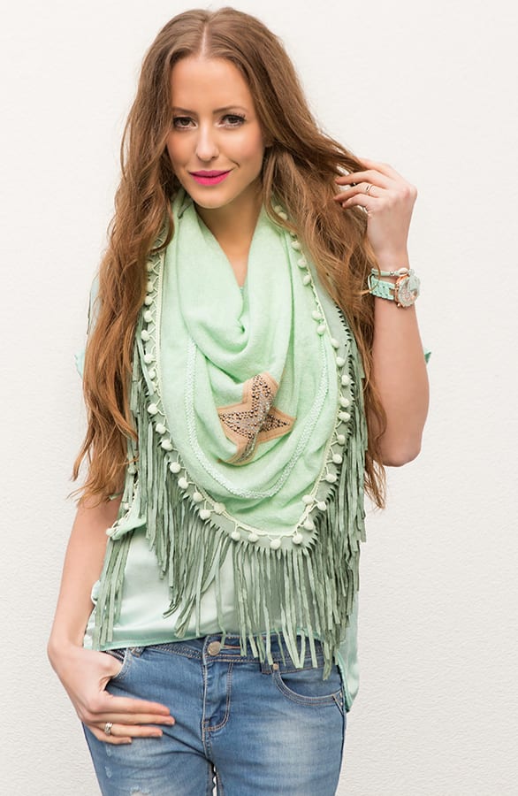 Soft fringe Sjaal Mint – shoparchief, foto 5