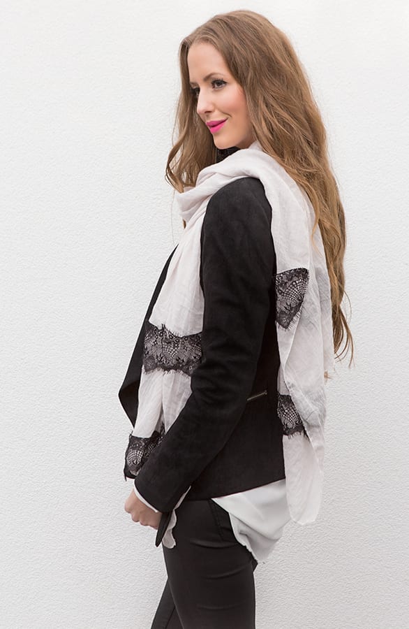 Lace Sjaal Black White – shoparchief, foto 2
