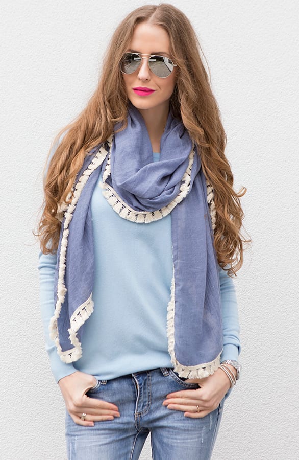 Tassel All Over Sjaal Blue – shoparchief, foto 6