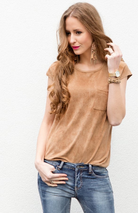 Suede Top Camel – shoparchief, foto 2