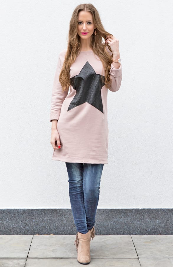 Leather Star Dress Pink – shoparchief, foto 4