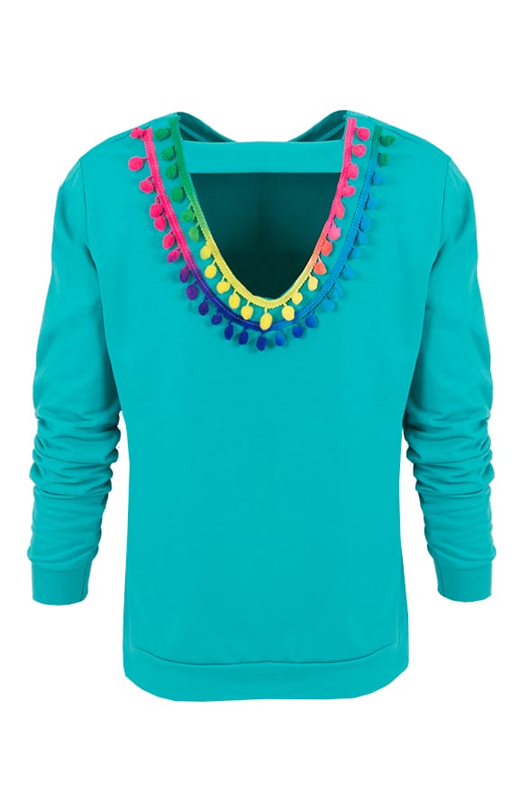 Ibiza Pompon Sweater Turquoise – shoparchief, foto 1