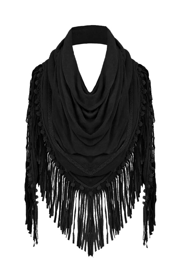 Soft Fringe Sjaal Black – shoparchief, foto 1