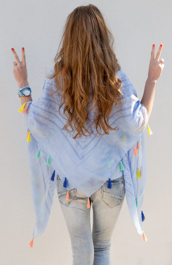 Colorful Tassel Sjaal Blue – shoparchief, foto 4