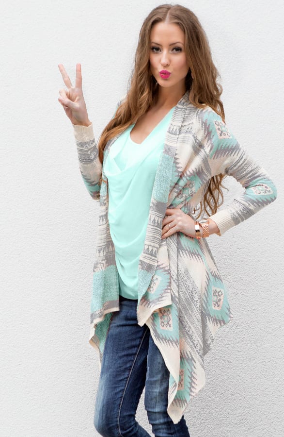 Aztec Mint Cardigan – shoparchief, foto 5