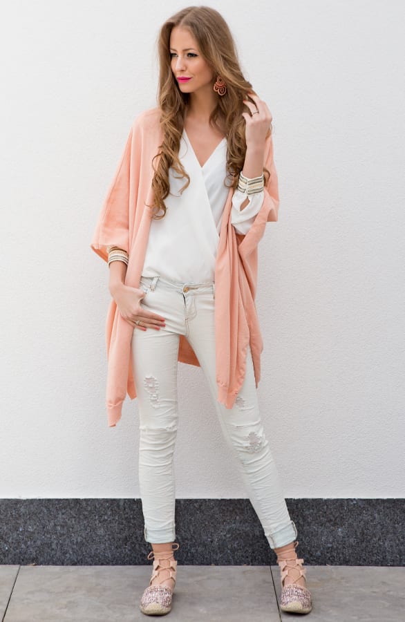 Oversized Split Cardigan Peach – shoparchief, foto 2
