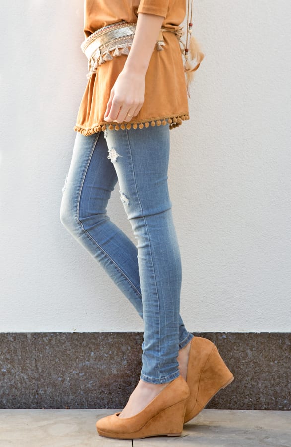 Suede Wedges Camel – shoparchief, foto 3
