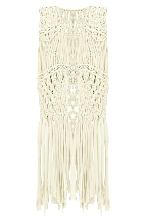 Crochet Fringe Gilet Creme – shoparchief, foto 1
