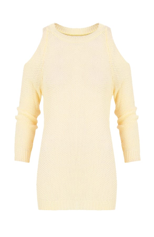 Open Shoulder Sweater Soft Yellow – shoparchief, foto 1