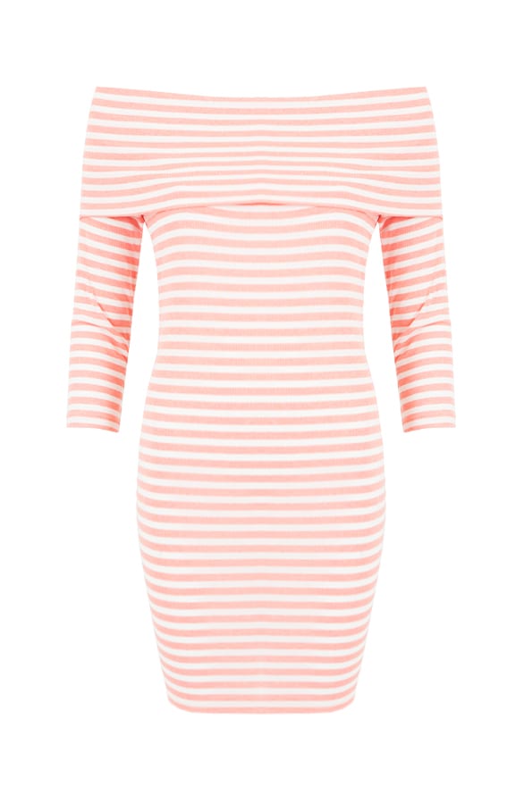 Striped Off Shoulder Sweater Peach – shoparchief, foto 1